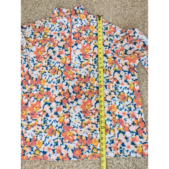 Lands End Women's Plus Size 3X 1/4 Zip Fleece Multicolor Orange Pink Blue Floral - Picture 4 of 8